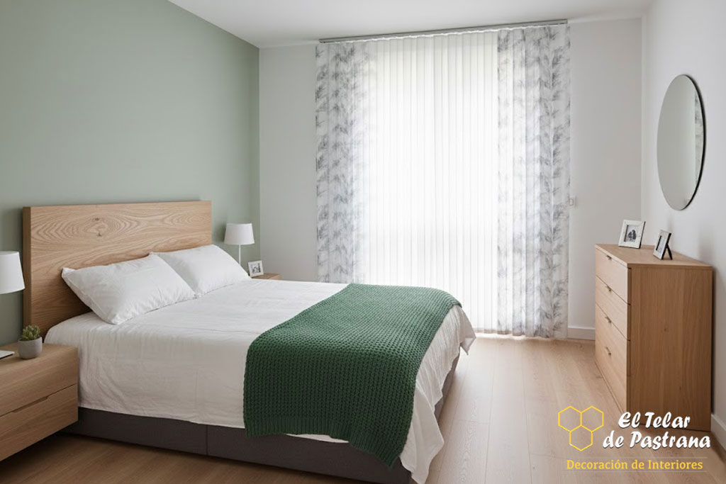 Dormitorio matrimonio decorcion moderna con cortina duomo