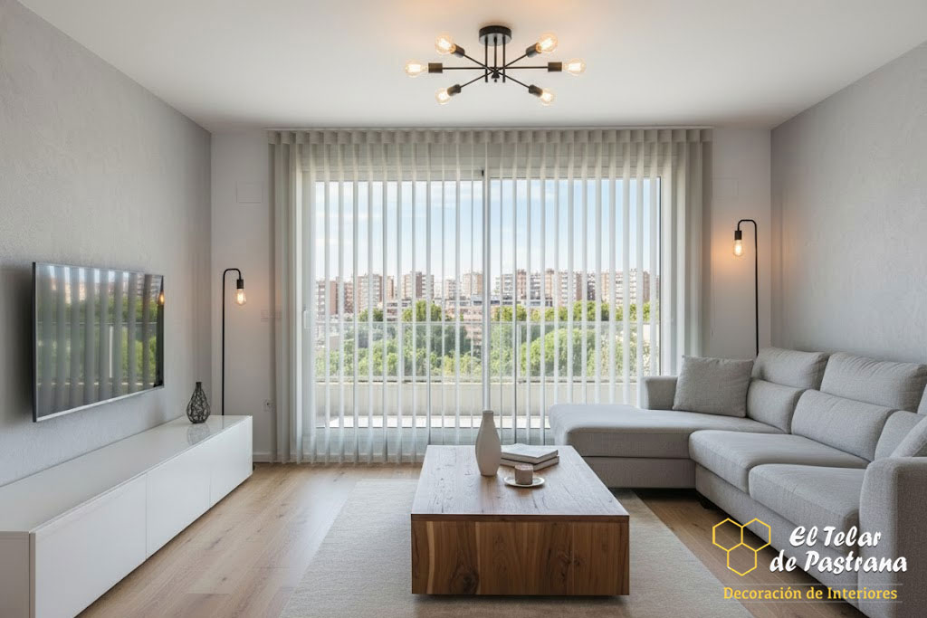 salon con vstas a estrerior atraves de las cortinas duomo