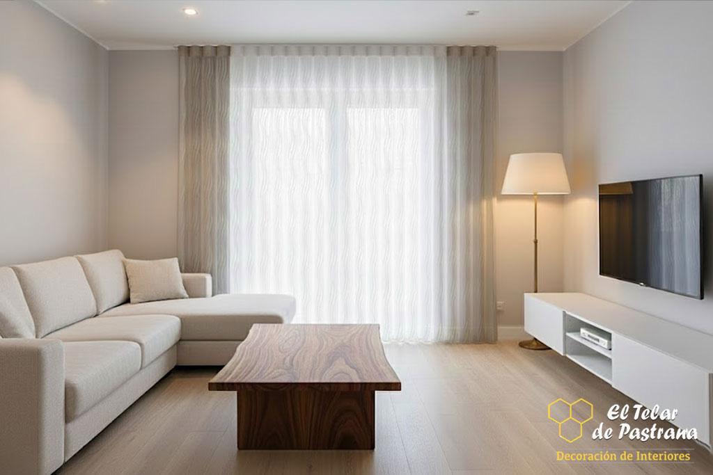 Salon con cortinas noche y dia doumo de destiny decor