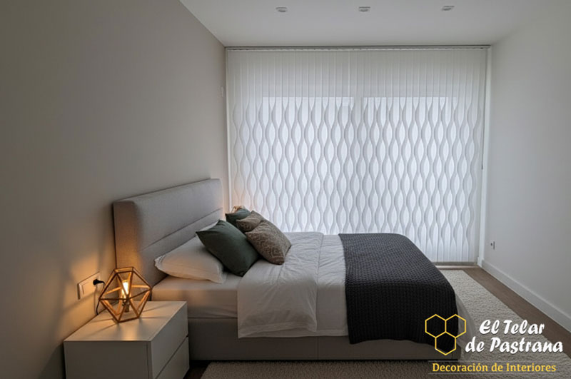 Ambiente salon cortinas ondas getafe Cortinas verticales ondas con lisas en getafe