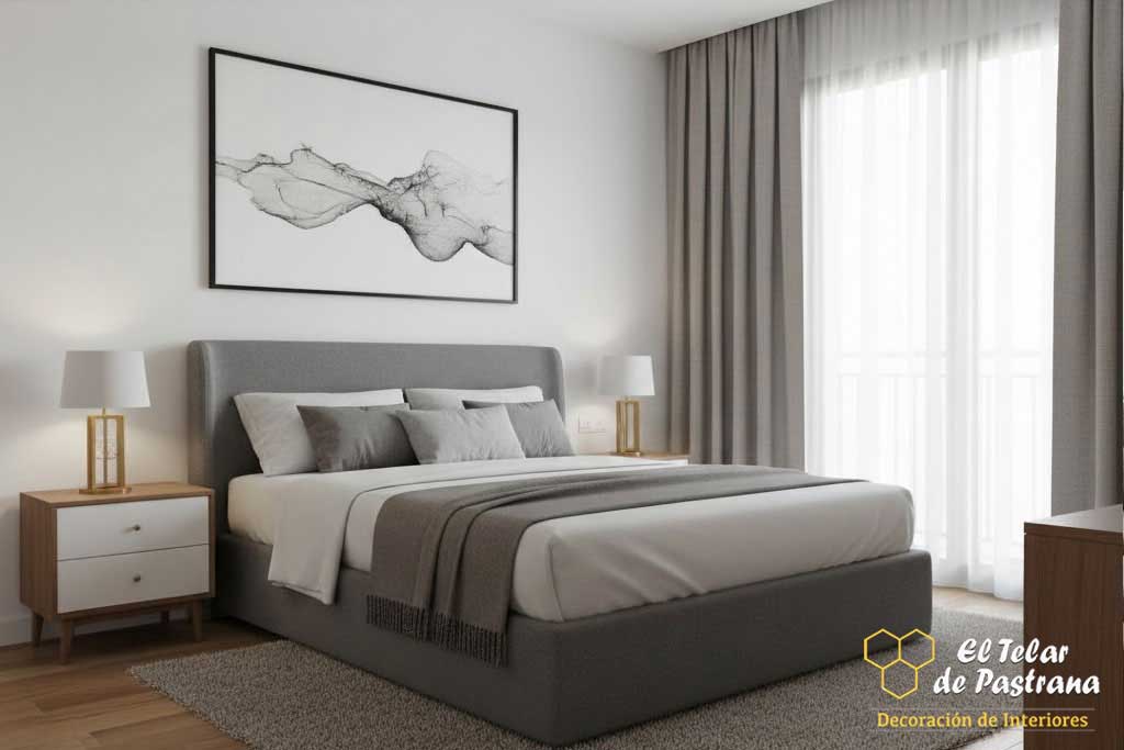 Cortinas frunce gris oscuro en dormitorio Cortinas frunce gris oscuro y visillos interiores para dormitorio minimalista