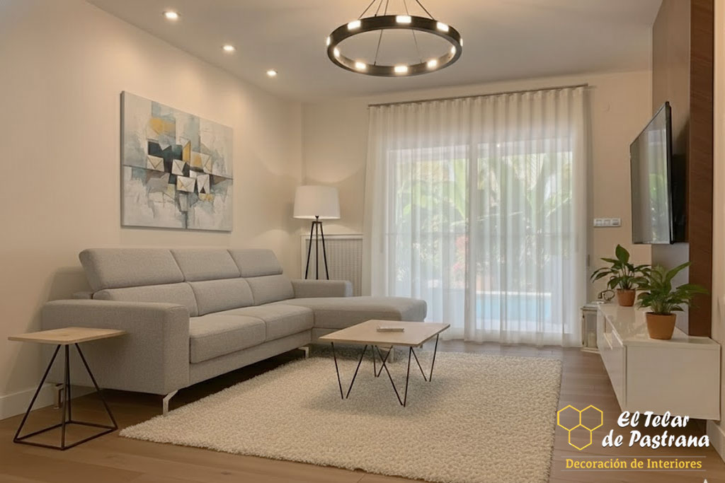 Onda Perfecta en Visillo Blanco salón con vistas Madrid Proyecto 20: Salón con vistas al jardín y visillo de onda perfecta - Villaviciosa, Madrid