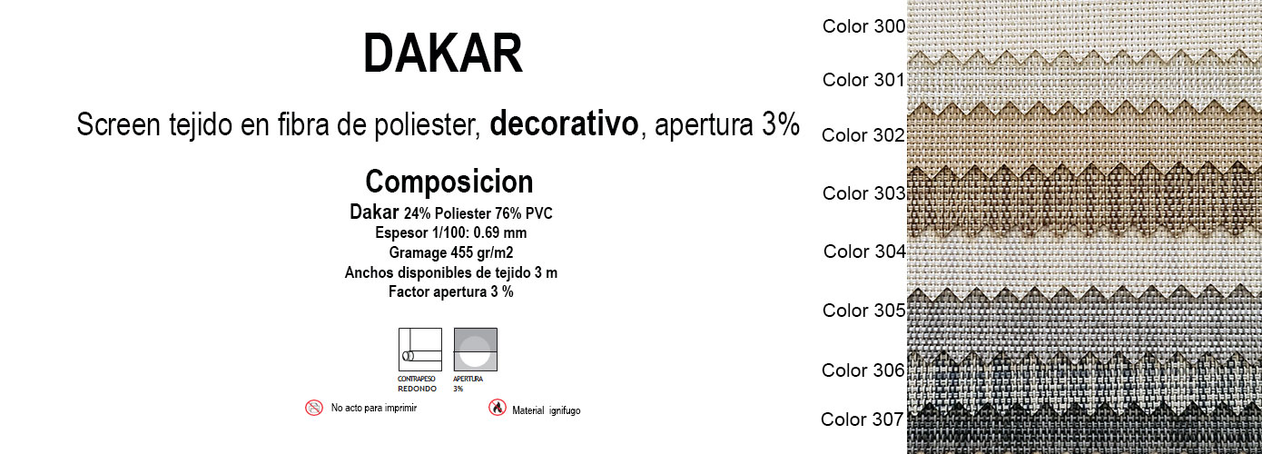 Los colores de los enrollables Dakar