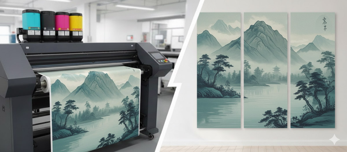 Impresora imprimiendo un panel japones