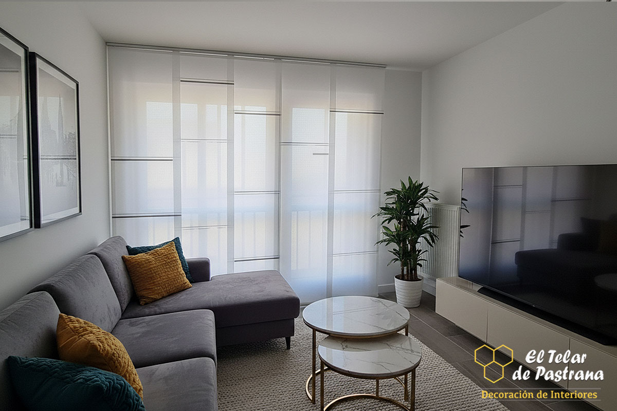 Panel japonés seccional blanco con tres varillas