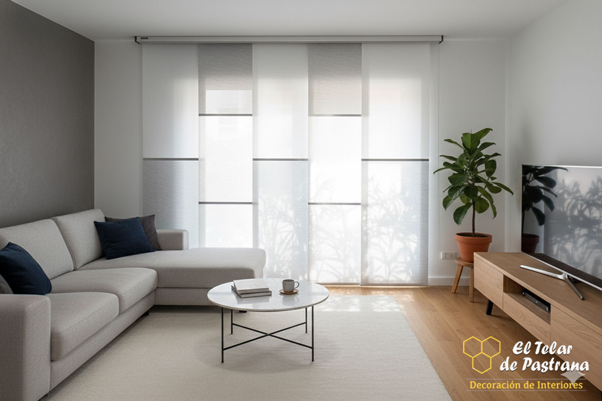 Panel japonés con tejidos coordinados en Vicálvaro