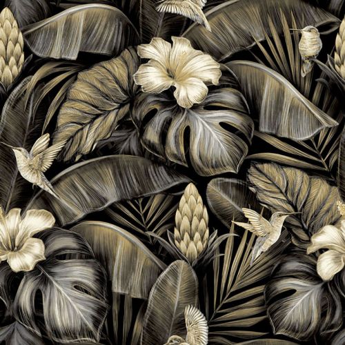 Papel pintado perla vegetal, floral y Pajaros