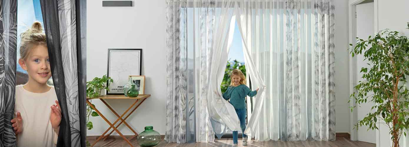 Ambiente de salida a jardin con cortina duomo